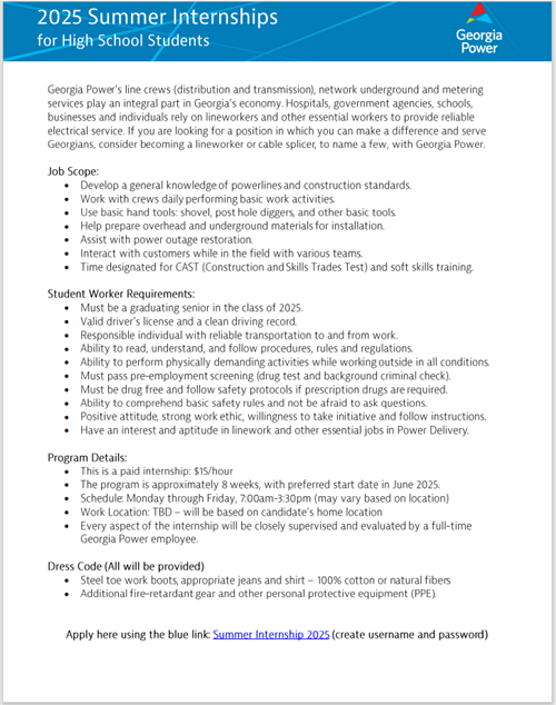 Ga Power Summer Internship